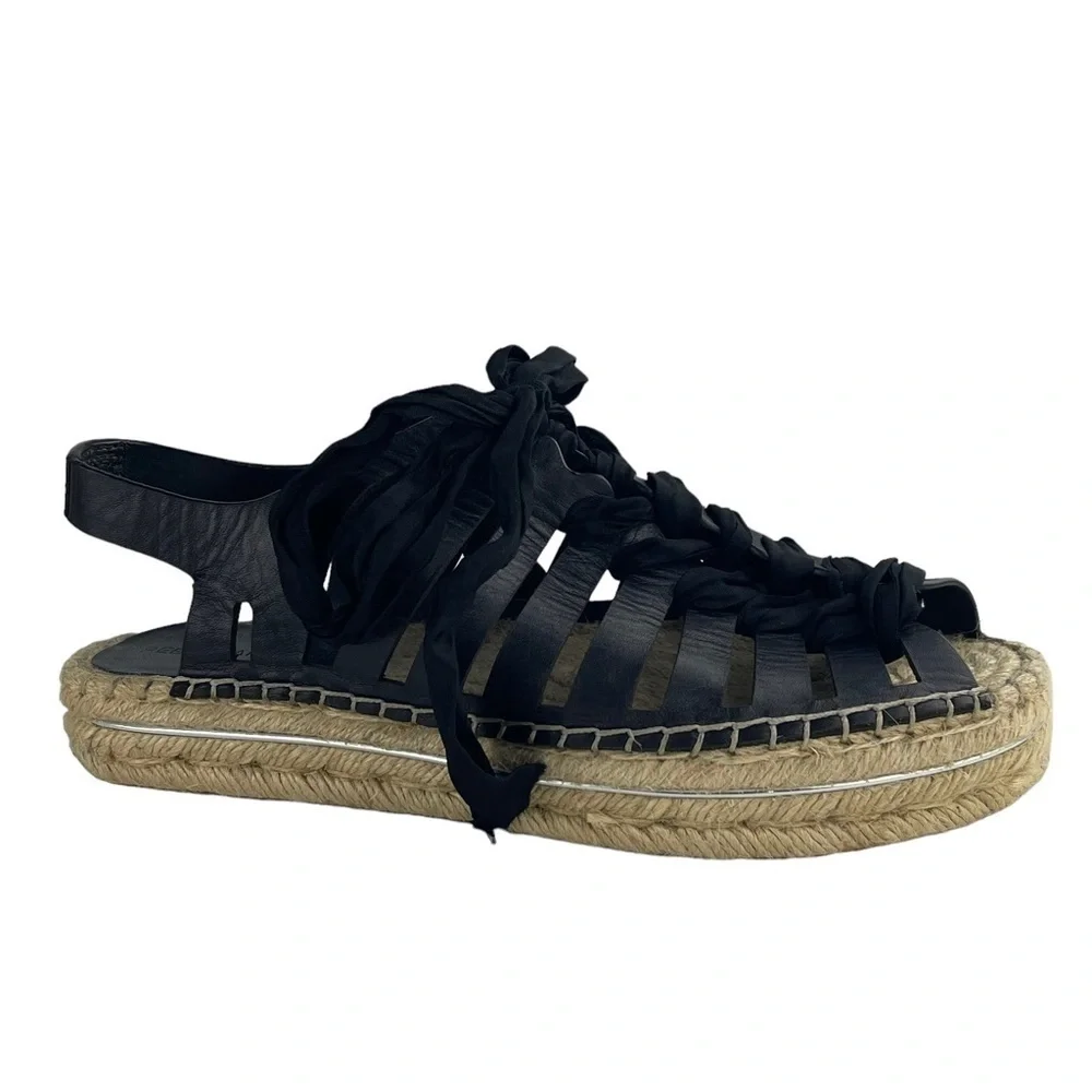 REBECCA MINKOFF GEMMA LEATHER LACE UP GLADIATOR CAGE ESPADRILLE SANDALS